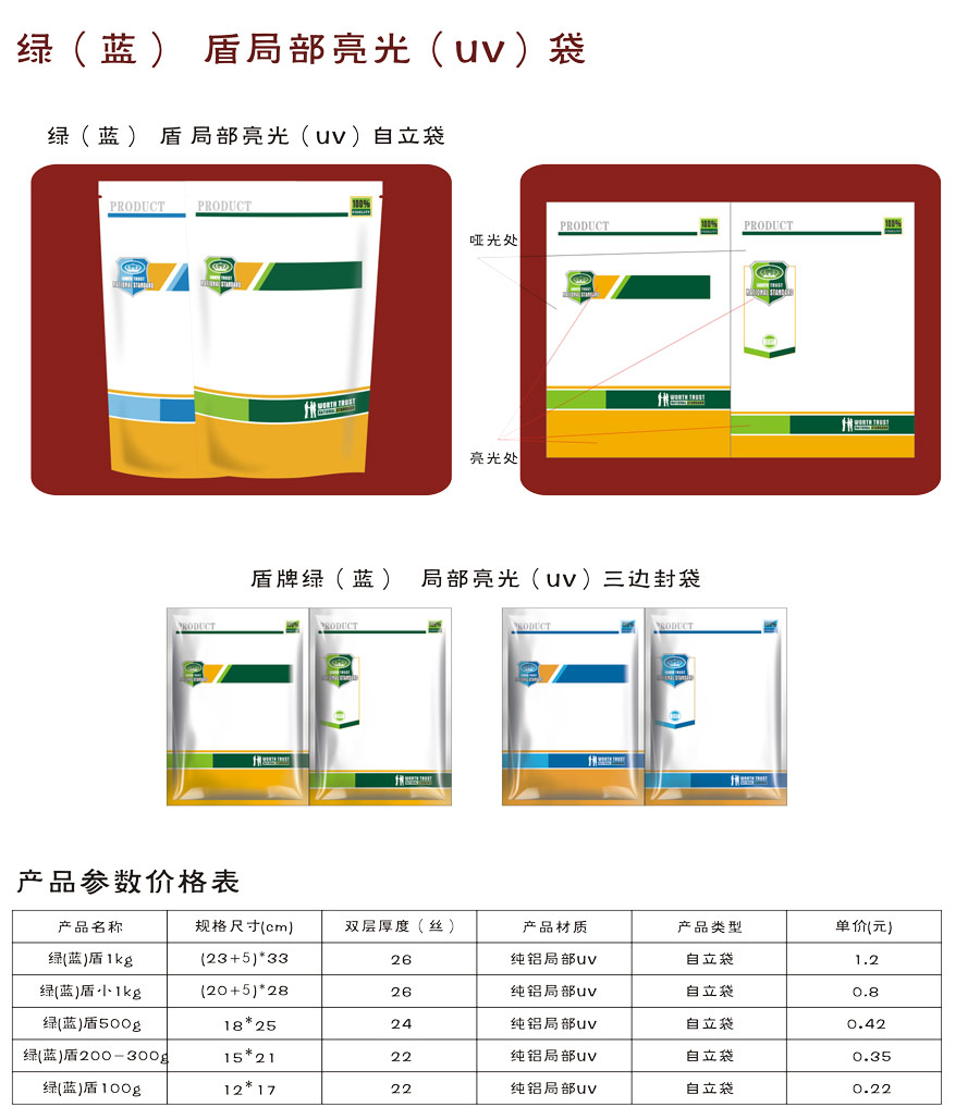 绿（蓝）盾局部亮光（UV）袋(图1)